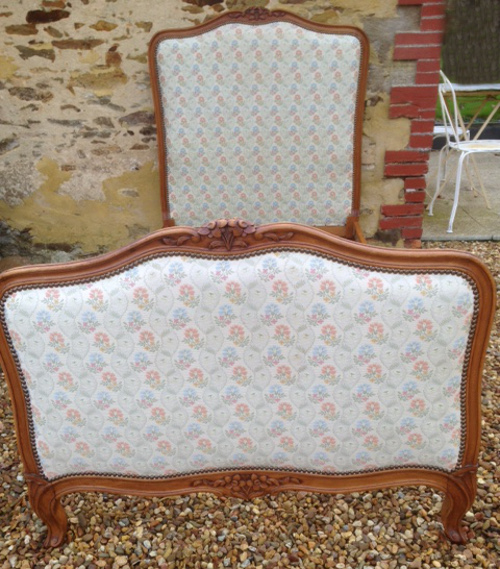 vintage french single upholstered bed